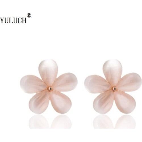 YULUCH Resin Stud Earrings Pink Flower Resin Charm Stud Earrings Simple Fashion Jewelry For Woman Girls Party Vacation Gifts