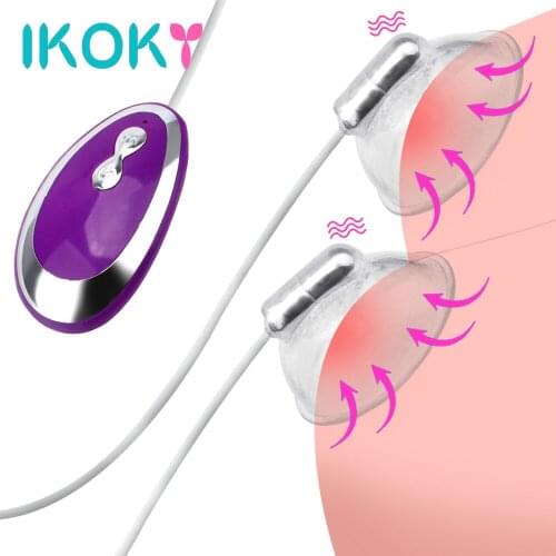 IKOKY Nipple Sucker Vibrator Breast Enlarge Massager Tongue Vibrator Sex Toys for Woman Nipple Suction Cups Electric Breast Pump