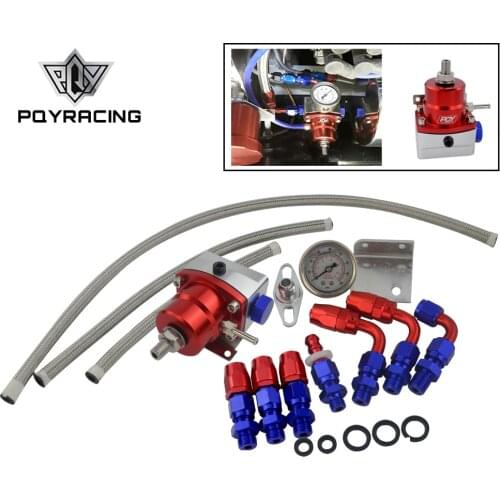 PQY - Universal Adjustable Fuel Pressure Regulator Oil 160psi Gauge AN 6 Fitting End WITH/WITHOUT PQY LOGO + STICKER PQY7843R