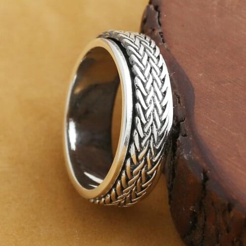 Handmade 925 Silver Spinning Ring Good Luck RIng Thailand Vintage Sterling Silver Ring
