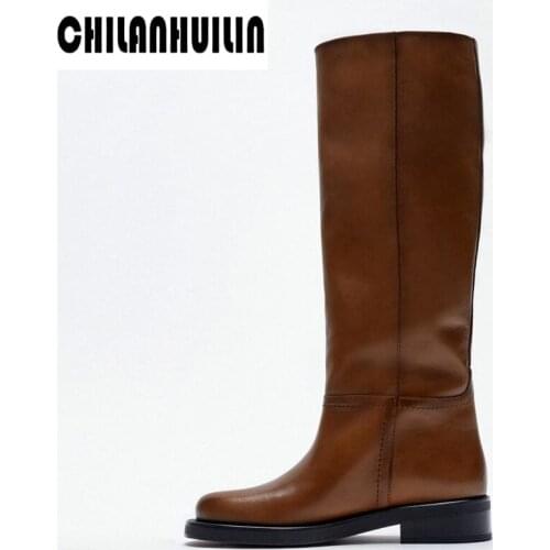 Plus size women knee high boots microfiber leather platform autumn shoes woman thick heels warm short plush snow boots Ins hot