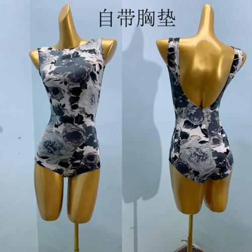 2020Summer New Women Waltz Ballroom latin Dance Tops Modern Standard Tango Latin Dancewear Party print dance bodysuit leotard