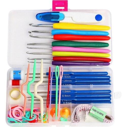 1 Set Crochet Hooks Needles 16 Sizes Sewing Needles Stitches Knitting Craft Case Crochet Weaving Sewing Tools Accessory