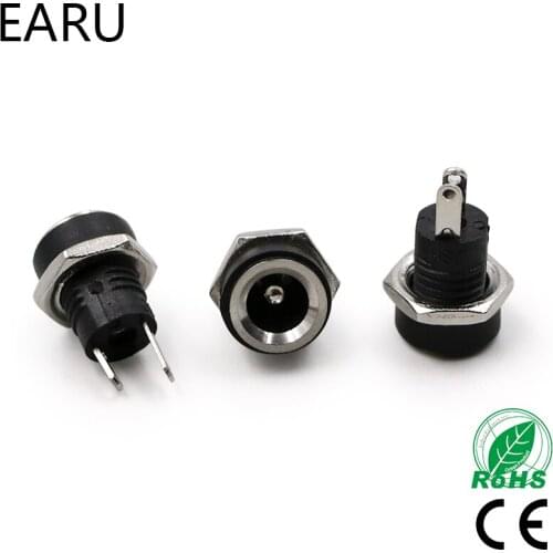 10Pcs 3A 12v For DC Power Supply Jack Socket Female Panel Mount Connector 5.5mm 2.1mm Plug Adapter 2 Terminal Types 5.5*2
