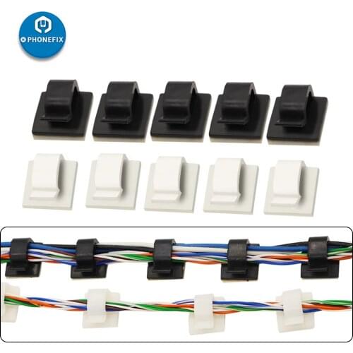 10pcs Self-Adhesive Car Cable Clip Fixer Buckle Wire Holder Organizer Cord Management Wire Fastener Plastic Mount Clamp