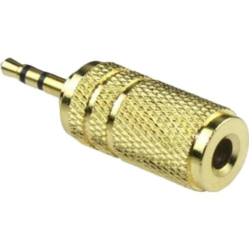 2pcs gold Audio 2.5mm Male Plug to 3.5mm Female Jack Stereo TRS connector