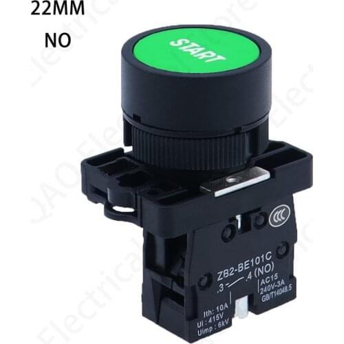 22mm 1 NO N/O GREEN START Sign Momentary Push Button Switch 600V 10A XB2