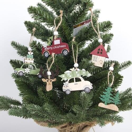 3Pcs/Set Wooden Christmas Tree Decorations Elk Car Hanging Pendants New Year Christmas Decorations For Home Party New Year