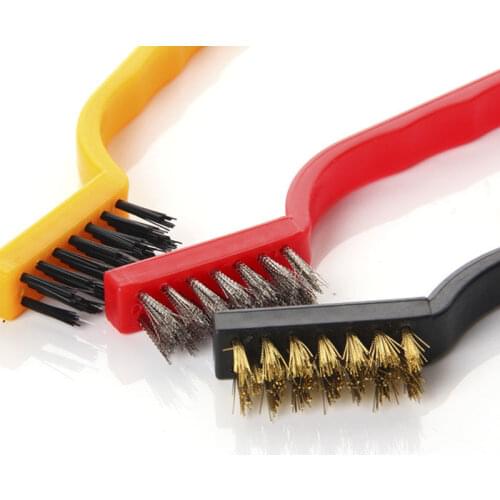 Stainless Steel Brass Nylon Brush Kitchen Decontamination Cleaning Kit Mix 3pcs Metal Rust Industrial Brushes Tools Accessories