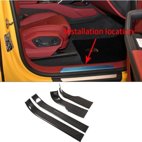 4 pcs 100% Carbon Fiber Car Styling for Lamborghini URUS 2018-21 Door Sills Scuff Threshold Protector Plate Trim Car Accessories