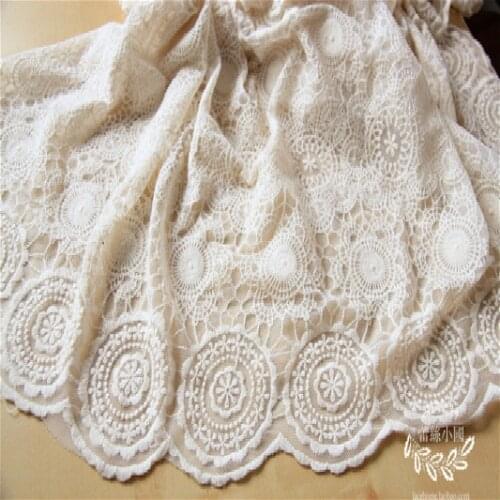 Free Shipping Lace Fabric Off-white Beautiful Guaze Embroidered Width 130cm 1yard