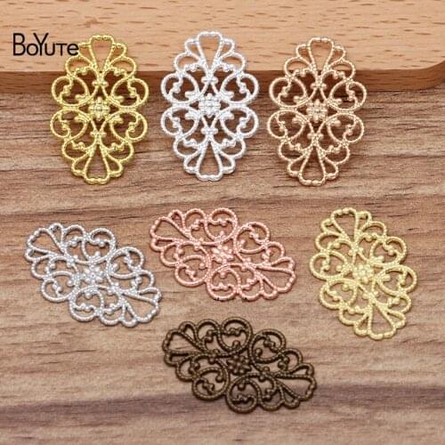 BoYuTe (100 Pieces/Lot) 22*32MM Metal Brass Filigree Findings Diy Vintage Jewelry Accessories Handmade Materials