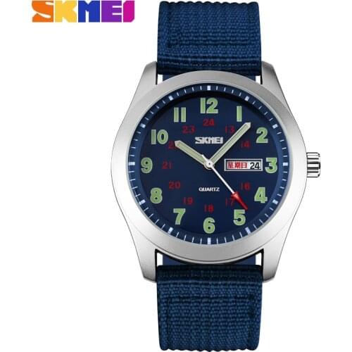 SKMEI Brand Nylon Strap Mens Watches Waterproof Analog Display Date Week Casual Quartz Watch Men Wristwatch relogio masculino