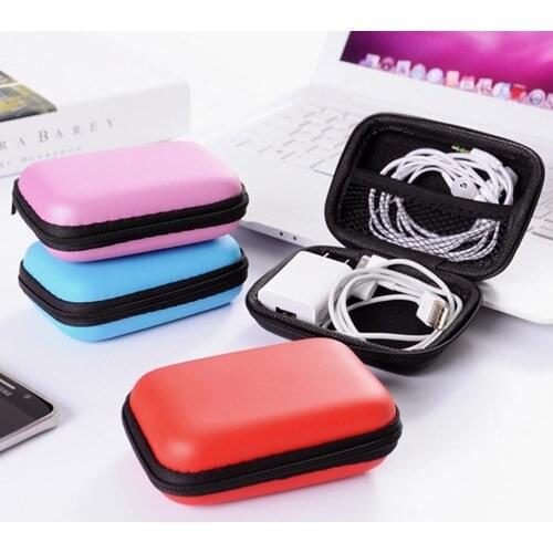 7 Colors Portable Case for Headphones Case Mini Zippered Round Storage Hard Bag Headset Box for Coins Earphone Case SD TF Cards