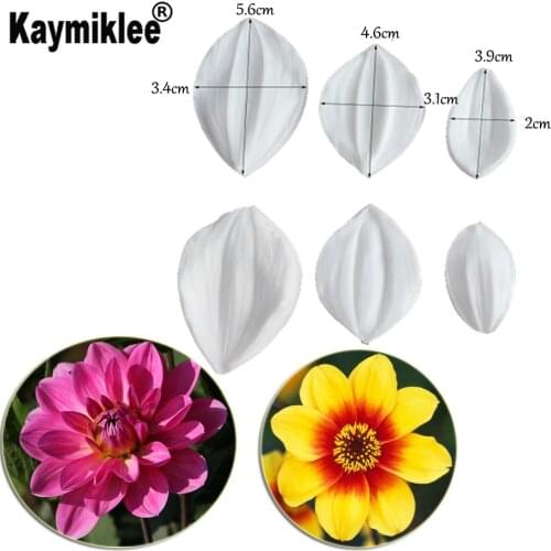 Dahlia Flower Petal Silicone Veiner Mold Leaves Fondant Sugarcraft Moulds Cake Decorating Tool Bakeware M2178
