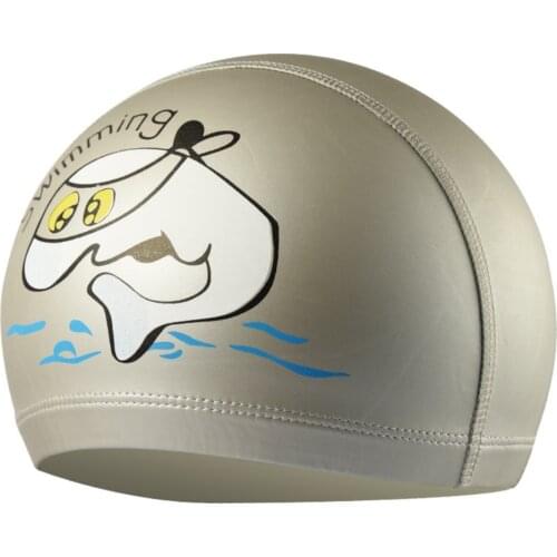 Children Waterproof Swimming Cap Cartoon Dolphin Animal Printing kids Hat Boys Girls Ear Protect Diving Equipment Outdoor Sports