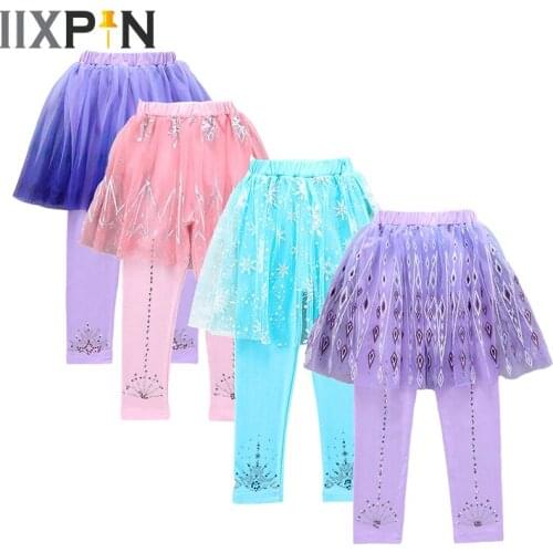 Cotton Kids Girls Leggings with Skirt Autumn Warm Pants for Children Snowflake Rhombus Printed Elastic Pencil Pants Trousers