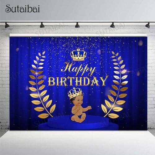 Happy Birthday Party Photography Backdrops Little Prince Royal Celebration Bluey Curtain Background Photo Studio Photocall Decor