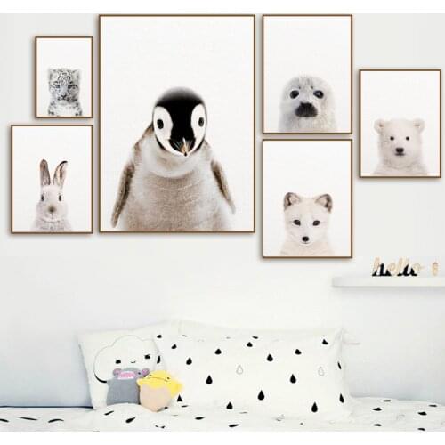 Bear Penguin Seal Canvas Painting Cute Animal Nordic Posters And Prints Wall Art Pictures Living Room Kids Bedroom Home Decor
