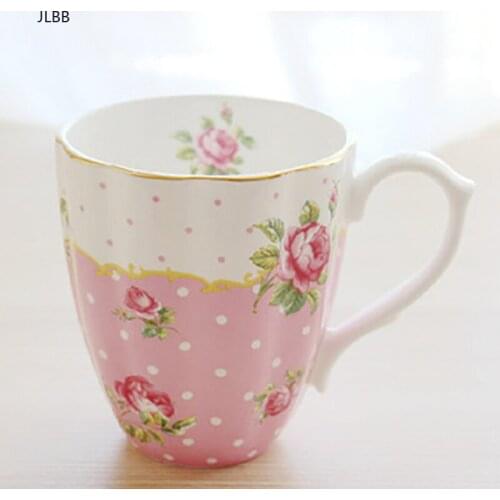 Royal English Pastoral Bone China Coffee Cups Large Capacity Ceramics Breakfast Milk Mug And Cup Free Shipping
