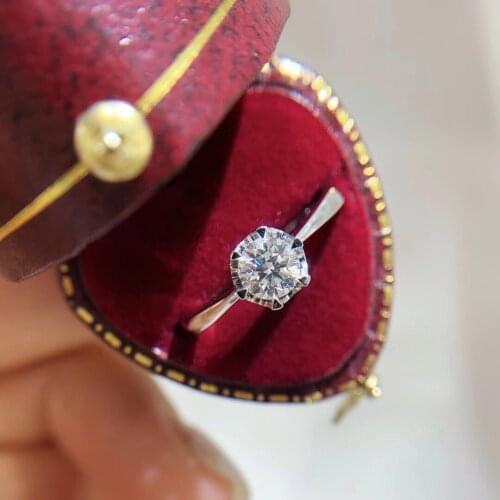 18k White Gold 0.31carat H color VVVS1 Round Cut Natural Diamond Engagement Ring Real Diamond Fine Ring