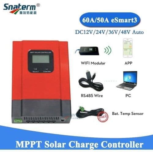 60A 50A 30A MPPT Solar Charge Controllers PV charger Regulator DC12V/24V/36V/48V Automatic Recognition WIFI function for choose