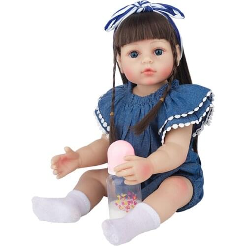 Reborn Baby Doll Toys 55 CM Full Body Silicone Toddler Girl Dolls DIY Long Hair Playmate Toys Kids Birthday Gift
