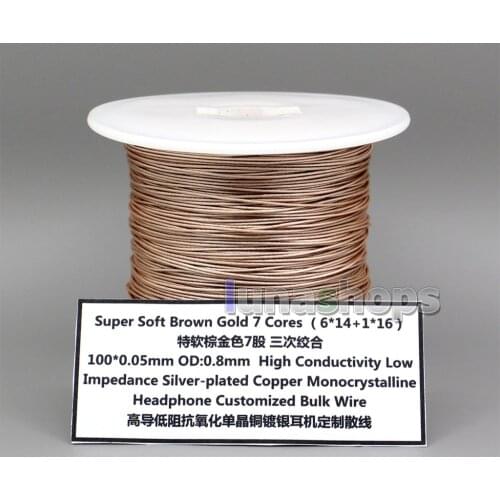 LN006328 5m 7 Cores OCC Silver Plated (6*14+1*16) 100*0.05mm OD0.8mm High Conductivity Low Impedance headphone Bulk Wire