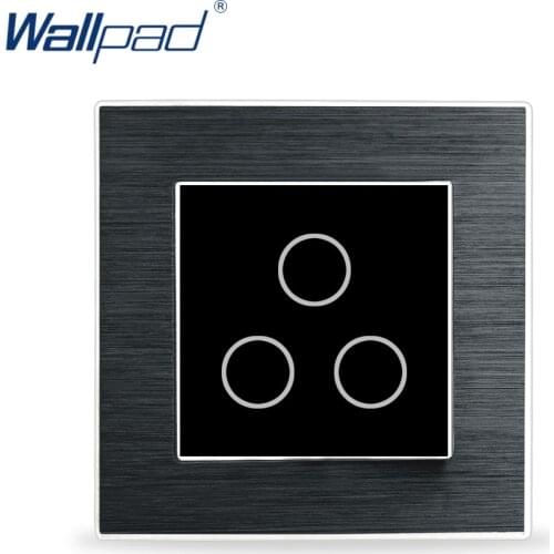 Metal 3 Gang 2 Way Touch Switch Wallpad Luxury Wall Switch Aluminium Satin Metal Panel 3 Gang Light Touch Switch Module