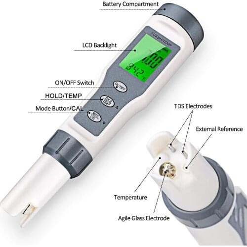 Multifunctional Water Quality Tester With ATC 0.01 PH Resolution PH TDS Temp Tester For Water PH Meter High Accuracy Tester