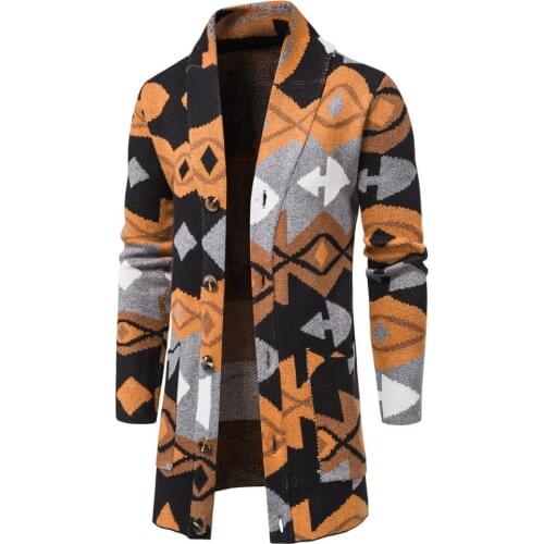 2020 autumn new foreign trade mens knitwear mid-length camouflage cardigan mens sweater