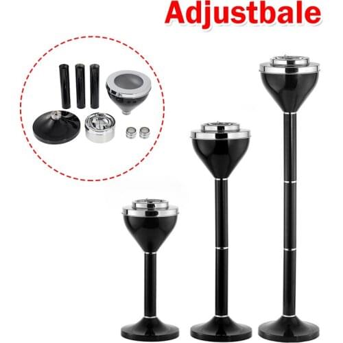 Adjustable Outdoor Standing Ashtray Toilet Patio Windproof Push Down Floor Stand Ashtray with Lid for Cigarettes KTV Office Home