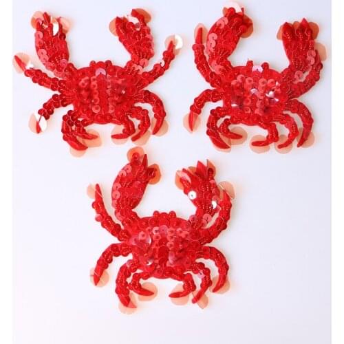 Cartoon Decorative Patch Crab, Marine life, Undersea World icon Embroidered Applique Patches For DIY Iron on Badges Stickers