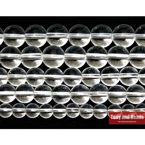 Natural Stone Smooth Clear Quartz Crystals Loose Beads 15" Strand 4 6 8 10 12 14MM Pick Size For Jewelry Making