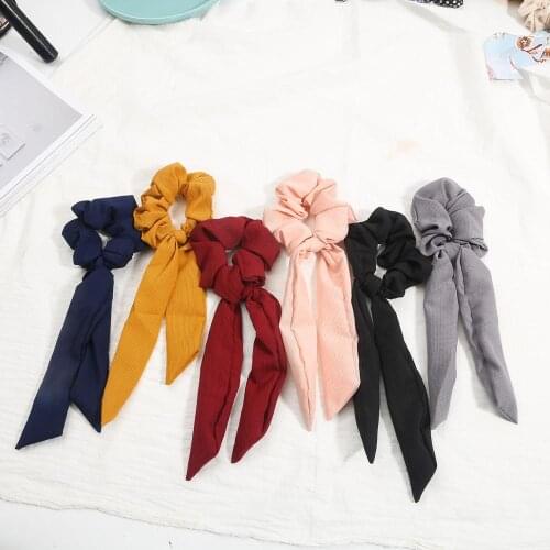Solid Color Ponytail scrunchie hair ties Hair Ribbons Elastic Hair Rope for Women Hair Bow Ties Scrunchies Hair Bands Ribbon