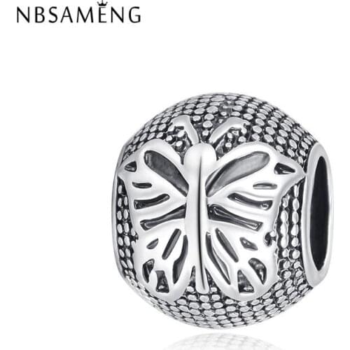 Original Silver Plated Charms Bead Alloy Lovely Butterfly Charm Fit Bracelets Necklace DIY Women Jewelry Gifts