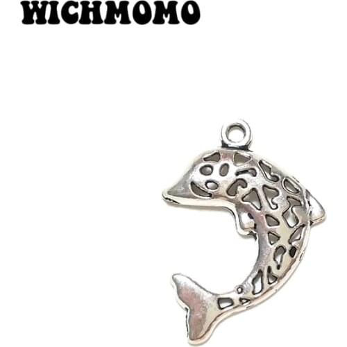 2019 New Fashion 28*20mm 10pieces/bag Zinc Alloy Dolphin Shape Charms Pendant for Earring Bracelet Jewelry Accessories