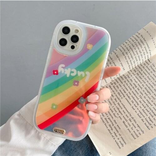 Luxury Laser Dream Glitter Flower Phone Case for IPhone 12 11 Pro Max XR XS Max 7 8 Plus X Soft Rainbow Tpu Back Cover Shell