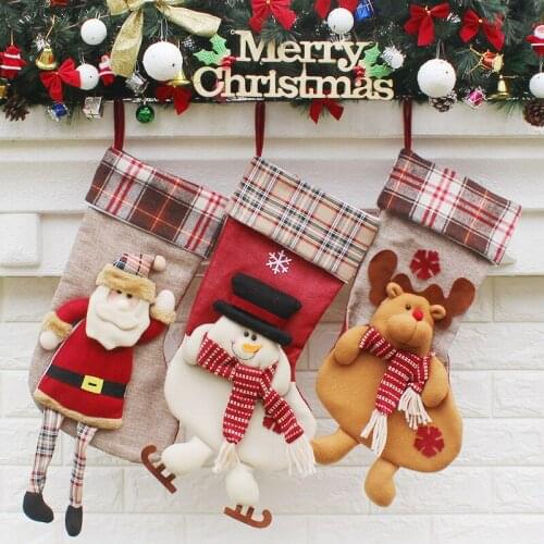 Xmas Decoration Christmas Stockings Santa Claus Snowman Reindeer Christmas Stocking for Christmas ornament kids christmas gifts