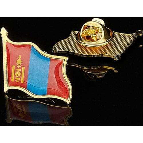 Asian Mongolia Waving Flag Lapel Pin W/ Butterfly Backs Tie Clip Accessories Badge Friendship All World Pins Wholesale