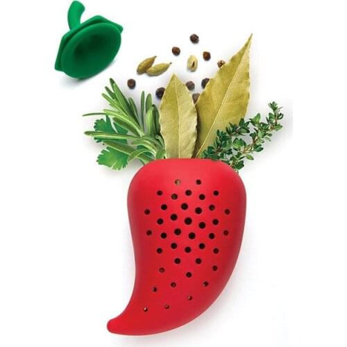Creative Chili Shape Spice Filter Stew Soup Soup Silicone Seasoning Bag Kitchen Practical Gadgets In Stock