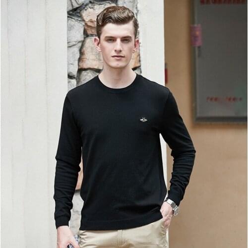Sweatshirt Mens Autumn Winter Sweater Mens Long-Sleeved European American Slim Trendy Casual All-match Knit Low Waist Jersey