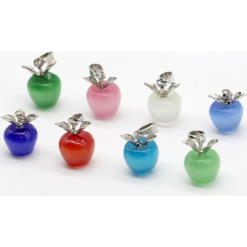 Fashion Boutique Cat Eye Apple Pendant Necklace for Women Natural Stone Jewelry Hot Clavicular Chain Lovely Gift GN02
