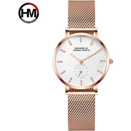 Stainless Steel Mesh Band Japan Quartz Movement High Quality Waterproof Women IP Plating Black Ladies Watch 36mm Dropshipping