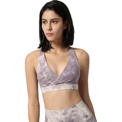 Womens Sexy Deep V-neck Workout Sports Bras Medium Support Racerback Dance Yoga Bra Front Cross Padded Push Up Fitness Crop Top