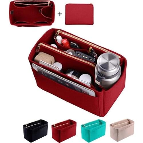 Womens Cosmetic Organizer Felt Cloth Insert Pouch Bag Multi-functional Travel Makeup Package Girl Storage Toiletry Liner Bags