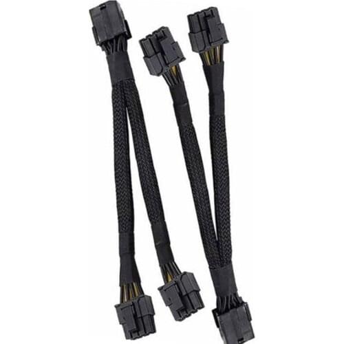 1PC 22cm GPU PCIe 8 Pin Female to Dual 2X 8 Pin (6+2) Male PCI Express Power Adapter Braided Y-Splitter Extension Cable