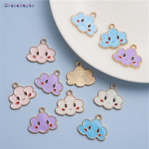 10pcs Mix Alloy Enamel Charms Lovely Cloud For dangle earrings Jewelry KC Gold Pendant For DIY Bracelet Necklace Jewelry Making