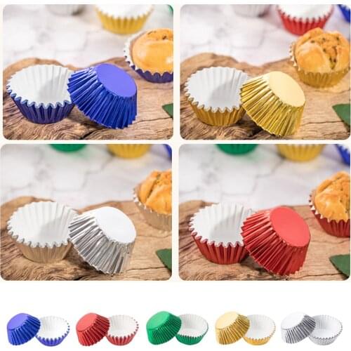 100pcs Paper Cupcake Cup Aluminium Foil Muffin Baking Cups Liners Cupcakes Case Container Cake Box Egg Tarts Tray