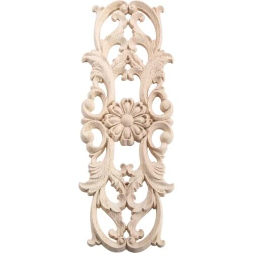 22*8cm Woodcarving Decals Carved Corner Flower European Home Decoration Cabinet Door Bed Decorative Patch Onlay Wood Applique